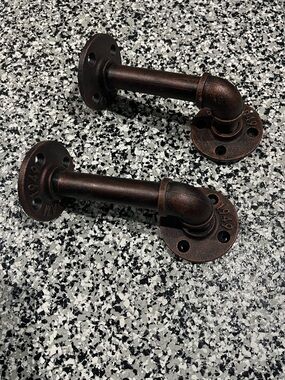 Industrial Wall Shelf Brackets in Rustic Brown - Set of 2